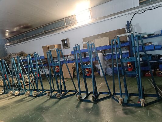 acheter Support de cric hydraulique pour touret de câble de 5 tonnes avec cadre en acier haute résistance et conception à hauteur réglable pour le levage de tourets de câbles de lignes électriques robustes online manufacture